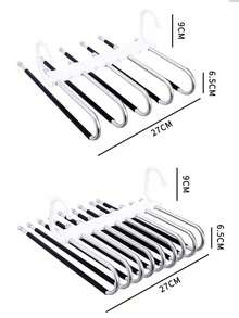 9层节省空间不锈钢S型衣架，带裤夹，衣柜收纳架 | 坚固耐用的金属衣架 | 可折叠裤架，防滑多功能衣架 - 彩色 - 查看 8