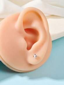 1pc Gold Plated Earring, 20g, Multi-Element Design With Heart, Butterfly, Flower, Star, Cross Shapes, Inlaid Zirconia, Valentine's Day Gift - Gold - View 20