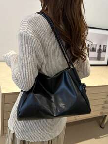 Bolso de hombro minimalista con letra en relieve de unicolor y de moda, bolso de hombro minimalista versátil, adecuado para compras, almacenamiento de carteras, salidas casuales, especialmente adecuado para mujeres jóvenes, estudiantes universitarios, jóvenes profesionales y trabajadores de cuello blanco. También muy adecuado para oficina, universidad, trabajo, negocios, viajes al trabajo, actividades al aire libre, viajes y excursiones.