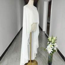 Chiffon Bridal Cape, High-Low Hem Bridal Cloak, Lightweight Bridal Shawl - B - View 4