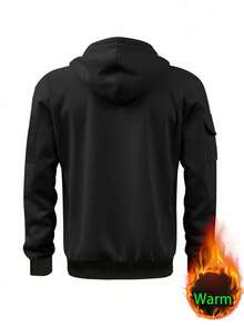 Men's Casual Fashionable Half-Zip Hooded Sweatshirt With Thermal Lining, Minimalist Outdoor Pullover, Autumn/Winter, Long Sleeve Top