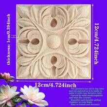 1pc Unfinished Wooden Carved Square Applique Home Decor, Exquisite European Style Relief Carving, 3.15inch, 3.937inch, 4.724inch, 5.905inch, Suitable For Entryway, Cabinet, Vanity, Doors, Furniture, Accent Wall, DIY Decoration - Multicolor - View 14