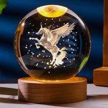 3D Axolotl/Salamander Crystal Ball Lamp - 7 Color LED Night Light, USB Powered Desktop Decor, Great For Birthday & Holiday Gifts, Home Atmosphere Enhancer - Multicolor - View 9