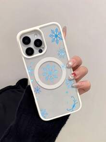 Decoración invernal sencilla con copos de nieve azules. Esta elegante funda es compatible con los modelos  16, 15, 14 Pro Max, 13, 12, 11, XR y XS Plus. Fabricada en silicona magnética, ofrece protección contra golpes y caídas, además de una sensación superior. Es un regalo ideal para familiares, amigos y seres queridos, y una elección perfecta para Navidad. cubiertas, funda de teléfono, fundas de teléfono, funda de , funda de  17 pro, funda de  16, navidad, funda de  17 pro max, funda de  17, fundas de , funda de  15,  17 pro max, fundas para , funda de  16 plus, regalos de navidad, funda de  13, funda de teléfono de navidad, funda de  16 pro, funda de teléfono  15, funda de teléfono  13, funda de  46, rosa - Blanco - Ver 1