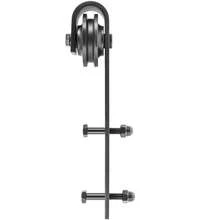 Kit de herrajes para puerta corrediza de granero, kit de puerta de granero de 11 pies, kit de herrajes para puerta de granero doble con soporte de carga de 330 libras, riel para puerta de granero de acero al carbono, puerta maldita para 1.37-1.77" de espesor y panel de puerta de 5.5 pies de ancho - Gris Oscuro - Ver 8