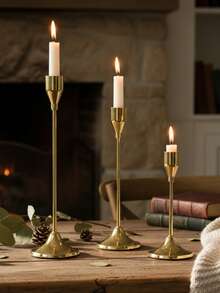 3/6件套优雅金属烛台 - 简约金色黑色烛台桌面摆件,适用于婚礼、派对、家居装饰和节日庆典,节日中心装饰品 | 精致餐具 | 金属材质,烛台装饰 - 金色 - 查看 3