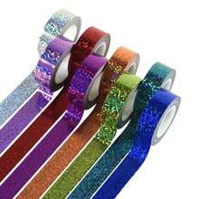 1卷闪光装饰和纸胶带，闪亮全息布胶带，非常适合装饰日记本、剪贴簿、相册、卡片和礼品包装 - 均碼 - 查看 9