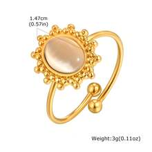 Anillo abierto de encaje dorado de acero inoxidable - RC-807G05 - Ver 6