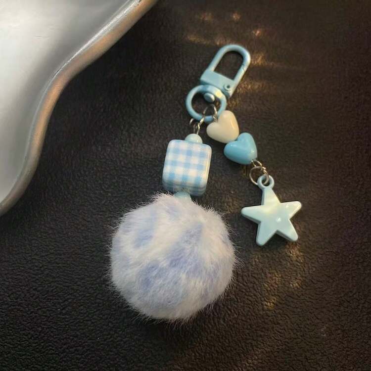 Llavero con pompón con estampado de leopardo en forma de corazón, dije con forma de estrella para bolso, colgante para funda de auriculares, regalo ideal para mejores amigas - Multicolor - Añade 12