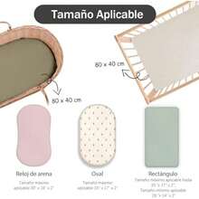 Janety Sábanas de Muselina para Bebés – Juego de 2 Sábanas para Cuna, Sábana de Colchón 80 x 40 cm para Niños y Niñas (Beige + Sol) - Rosa + Beige - Ver 2