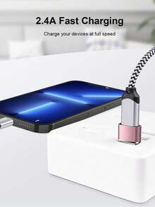 USB C 母口转 USB 公口适配器，Type-C 母口转 USB 公口适配器，Type C 转 USB A 充电转换器，兼容 15 Plus 13 12 11 Pro Max，兼容三星 Galaxy S23 S22 S21 S20 Ultra，兼容 Series 7 8 SE，iPad Air USB C 母口转 USB 公口适配器套装 [铝合金外壳，旅行必备] Type C 充电线电源转换器 CarPlay 等。 - 粉色 - 查看 6