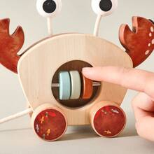 5-In-1 Wooden Push & Pull Toy Car With Beads For Toddlers, Colorful Crab-Shaped Standing Design, Multi-Functional Play, Sensory Stimulation, All-In-One Educational Toy, Great For Christmas, Halloween, Birthday Gifts - Multicolor - View 8