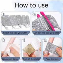 1Roll/2Rolls Self-Adhesive Rhinestone Stickers, For DIY Decoration, Glitter Ribbon Stickers With Rhinestones, Can Be Used For Craft Making, Home Decor/Gift Decoration (Length 91cm) - Silver - View 12
