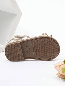 1 Pair Of Stylish And Cute Baby Girl Sandals With Bow Design, Perfect For Summer Flat Shoes. - Gold - View 5