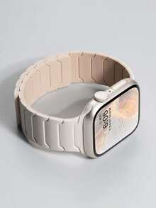 1条男女通用柔软硅胶双色星空磁吸表带，适用于 Series 11/10/9/8/7/6/5/4/3/2/1/SE/Ultra，49mm/46mm/44mm/45mm/42mm/41mm/40mm/38mm，运动瑜伽防滑防汗硅胶表带 - 星光奶茶 - 查看 9