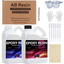 1000ml/34oz Epoxy Resin Kit, 1:1 AB Clear Epoxy Resin, Self-Leveling, Non-Yellowing, Bubble-Free, Tabletop Epoxy Resin Set, Suitable For DIY Jewelry Making, Coating, Wood, Resin Molds, Etc. - Multiple Specifications - View 13