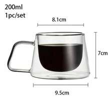 YWDL-taza de café de cristal de doble pared, 200ml, taza de Espresso resistente al calor, taza con aislamiento térmico para Latte, capuchino, juego de vajilla de té - A Sin patrón 1 pieza - Ver 13