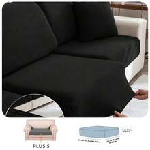 1pc Modern Minimalist Stretch Sofa Cover, Made Of Polyester Fiber, Machine Washable, Protects Sofa From Dust And Dirt, Suitable For All Seasons, Removable & Washable Slip-On Sofa Cushion Cover - Black - View 15