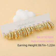 Từ 1 đến 40 đôi, chất liệu nhựa (vui lòng cân nhắc kỹ nếu bạn lo ngại), sơn phun vàng, kiểu dáng thời trang mới nhất của Châu Âu và Mỹ, mạ vàng thời trang, khuyên tai vòng hình chữ C, khuyên tai nữ được ưa chuộng. - Vàng - Xem 12