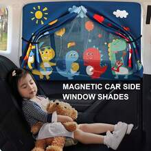 GLURIZ Parasol Magnético para Coche de Dibujos Animados, Parasol Coche Lateral, Parasol Universal de Coche para Las nas de Malla Transpirable, Parasol na Lateral de Dibujos Animados (1pcs) - negro - Ver 2