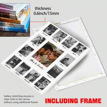 1pc Customized Personalized Photo Collage Gift, Canvas Wall Art, Framed Artwork, "We Are So Lucky Together", Perfect Long-Distance Relationship, Couples, Anniversary Gift