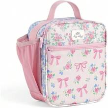YQQ Itzy Ritzy - Fiambrera para niños pequeños - La lonchera para niños está aislada e incluye soporte para botellas de agua más 2 bolsillos duradera y fácil de limpiar cintas y rosas2179 - Cintasyrosas - Ver 1