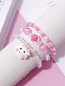 3pcs/Set Charming Cloud Pendant Bracelet Multicolor DIY Beaded Jewelry Jewelry Bracelet Set For Girls Campus Birthday Holiday Party Gift Accessories Daily Casual College Vacation Set Colorful Beads Color Random - Multicolor - View 5