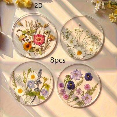 2D Acrylic Coasters, Colorful Printed Coasters, Valentine's Day, Wedding, Birthday Gifts, Tabletop Decor, Wild Flower Art Design, 2D Flat Pattern, Home Decor, Daily Use And Christmas Party Supplies, Customized Personalized Gifts For Female Friends