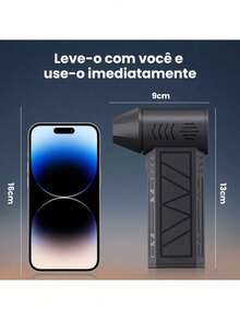 Mini Soprador De Ar Turbo 130000 Rpm Portátil Elétrico - Preto - Visão 6