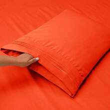 Hotel Luxury Microfiber Bed Sheets Set, 4-Piece Collection, Double Brushed, Orange - Naranja - Ver 4