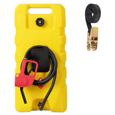 MemoryField - Cartucho de combustible y gas de 15 galones con bomba y manguera de 3 m para autos y embarcaciones, color amarillo