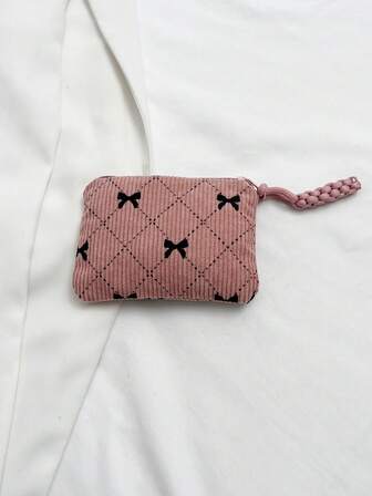 Large Capacity Canvas Bow Makeup Bag, Multifunctional Handheld Travel Cosmetic Storage Organizer