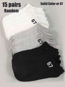 15/1 Paar zufällige Farbe 67 Stile Kindersocken, schwarz weiß grau atmungsaktive gemusterte Socken, Jungen Basketball Socken, Preppy Stil Socken, Lustige Nummer Socken, Retro Knöchelsocken, Jungen & Mädchen Sport Socken Laufsocken Geschenk - Verschiedenfarbig - Übersicht 13