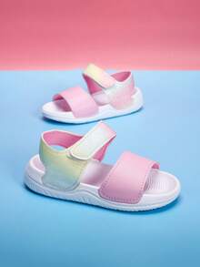1双儿童时尚可调节拖鞋，防滑、轻便、透气，适合室内、室外、休闲穿着，平底凉鞋 - 粉色 - 查看 9