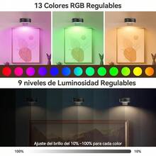 Lampara para Cuadro de Pared LED Recargable 3 Pack, 13 Color RGB Luces Debajo de Armario, 1600mAh Luz de Noche con Remote Control,lampara inalambrica para Sala y Dormitorio (Nergo) - Nergo - Ver 7