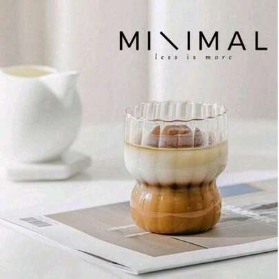 1个时尚牛奶咖啡杯、果汁杯、独特条纹早餐杯、咖啡冷饮杯