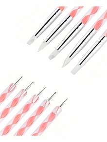 21pcs Pink Manicure Tool Set Includes 15pcs Nail Art Pens, 5pcs Acrylic Silicone Sculpting & Dotting Dual-Ended Brushes, 1pc Resin Palette, 1pc DIY Makeup Display Board, Suitable For Home And Salon Use