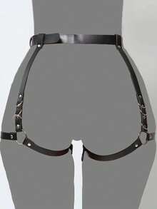 皮革吊袜带束缚带，性感，皮革腿部束缚带，锐舞服装，皮革腿部束缚带和臀部束缚带 - 彩色 - 查看 2