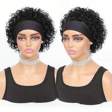 Women Wig With Headband | Natural 1B, 99J,150% Density, Curly Human Hair, Easy To Style For Everyday, Parties - Multicolor - View 6