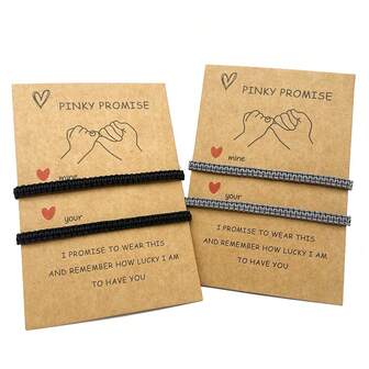 Set de 2 pulseras tejidas a mano para parejas, pulseras de ajustables gris y negro para hombres y mujeres, Día de San Valentín