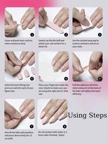 10 móng tay giả ngắn kiểu Pháp, hình trái tim và nơ dễ thương cho bé gái, có thể tháo rời và tái sử dụng (1 miếng dán dạng gel + 1 dũa móng) - Hồng - Xem 8