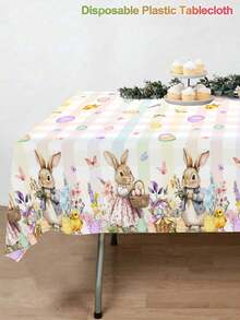 1 khăn trải bàn Phục Sinh, họa tiết thỏ nhiều màu sắc, trứng Phục Sinh và hoa, kích thước 130*220cm, khăn trải bàn hình chữ nhật bằng nhựa dùng một lần, thích hợp cho dã ngoại Phục Sinh, nhà bếp, phòng ăn, tiệc tùng, trang trí mùa xuân. - Nhiều màu - Xem 7