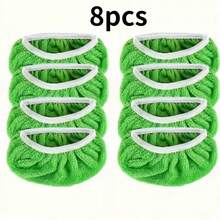 8Pcs Ultra Fine Fiber Cleaning Mop Replacement Pad, Flat Mop Cloth, Washable Replacement Mop Pad, Both Dry And Wet, Easy To Clean, Cleaning Supplies, Back To School - Green - View 13