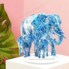 Estatua acrílica 2D - Estatua decorativa transparente y reflectante, adecuada para el hogar y la oficina, ideal como regalo de cumpleaños o graduación, excelente para estantería, sala de estar o exhibición en la entrada, decoración de elefante