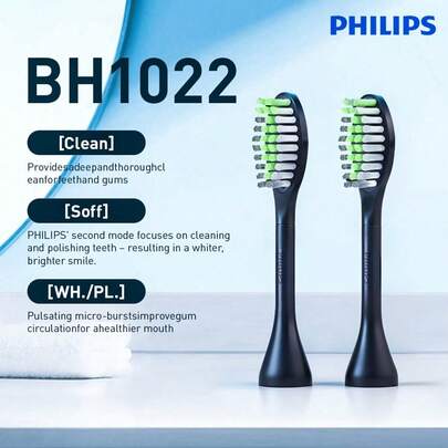 Cabezales de cepillo de dientes de repuesto Philips Sonicare One, BH1022/14 (2 paquetes), cepilla durante 90 días con una sola batería, buenas vibraciones, compatible con HY1100 HY1200