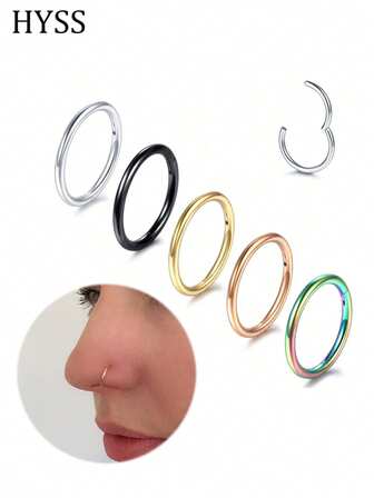 18G 8mm Stainless Steel Hinged Segment Ring Nose Hoop Nose Clip Earring Spiral Cartilage Daith Rook Earring Piercing Jewelry For Women And Men