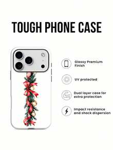 Estuche para teléfono con adorno de guirnalda navideña Compatible con fundas de teléfono   17  16 Pro Max  15 Pro Max  13 y  12 Hecho de material de TPU a prueba de caídas, resistente al desgaste y cómodo de sostener Un gran regalo para familiares, amigos, seres queridos, novios / novias y para Navidad - Blanco - Ver 3