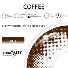 FRESH LADY Freshlady Natural Colored Contacts Pupilentes Big Eyes 14.5mm Coffee Colored Contact Lenses 1 Year Disposable Halloween Costume Cosplay - Brown - View 4