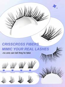 80pcs C-Curl Self-Adhesive False Eyelashes, 13-16mm, Natural Cat Eye Makeup Effect, Pre-Glued, Single Strand Delicate, DIY Elegant Makeup - Black - View 5