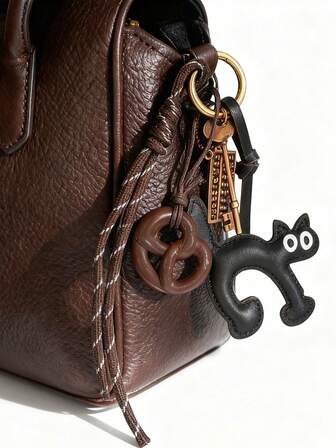 Ins Style Chic och accessoar, nyckelring med en söt design inklusive en kex, kulram och storögd katt. Dekorativa knutna snören, lämplig för kvinnor, tjejer, kontoret, skolan; en liten present för att boosta din stil, perfekt semester-, födelsedags-, alla hjärtans dag- och nyårspresent.